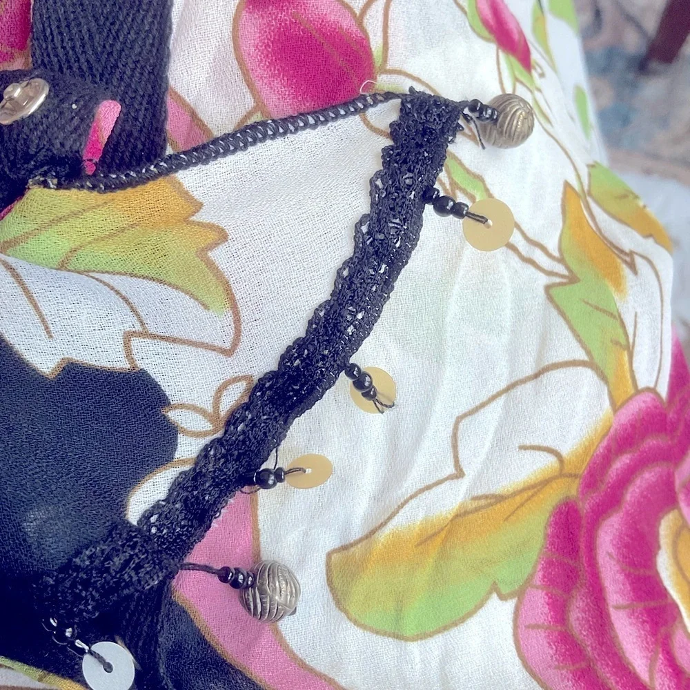 Agora Floral Beaded Ruffle Boho Blouse Snap Front Size 2X - Picture 7 of 16